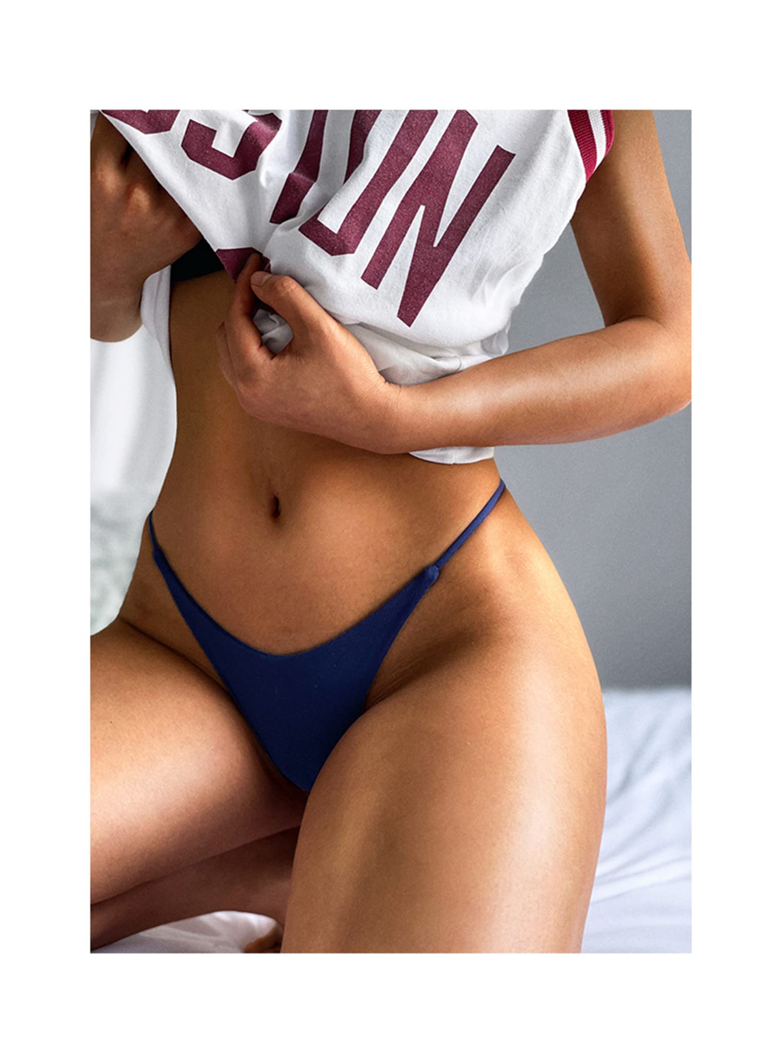 Aogda Thong for Women Cotton Underwear Low Rise Panties Woman G-String Thongs: Small G-5 Pack