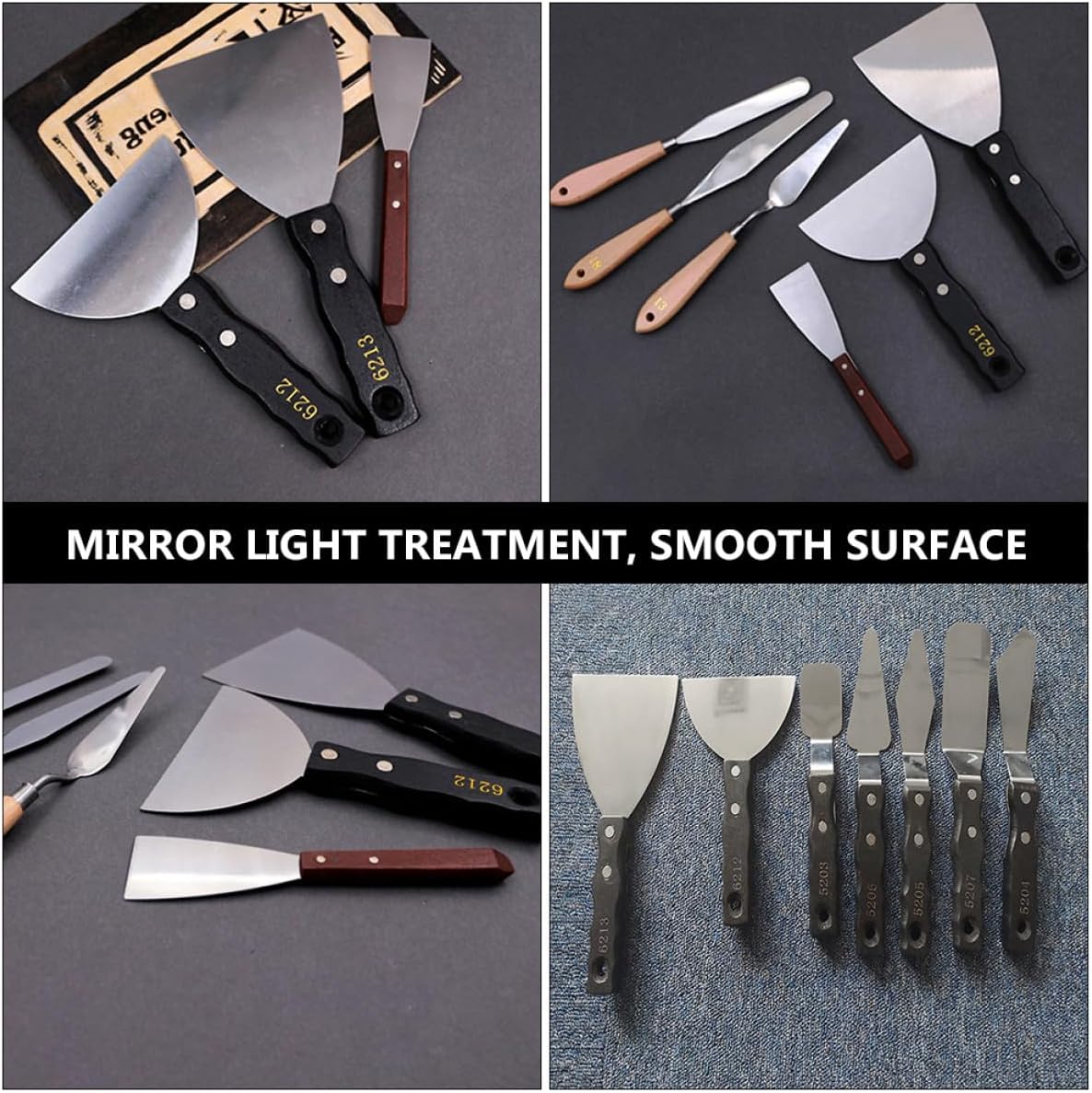 Large Black Handle Oil Painting Spatula Mixing Scraper for Artists Acrylic and Oil Paint Supplies Drawing Palette Knife for Canvas Painting