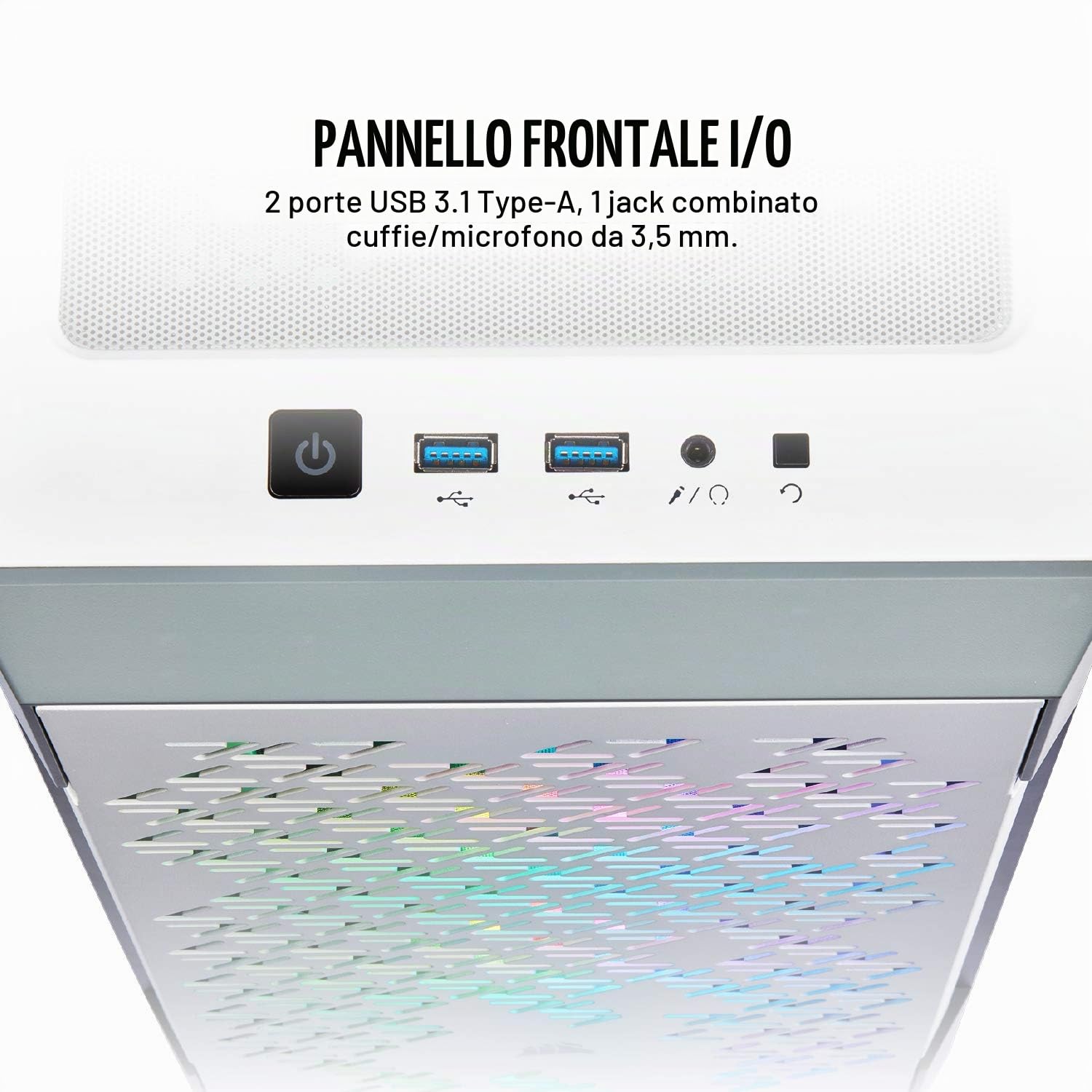 Corsair iCUE 220T RGB Airflow, Smart Case Gaming Mid-Tower ATX con Paratia in Vetro Temprato, Bianco