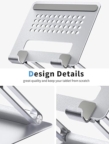 Miniatura 5 de ALASHI Soporte para tablet para escritorio, soporte ajustable multiángulo, diseño ergonómico portátil plegable, elevador de tableta de metal premium