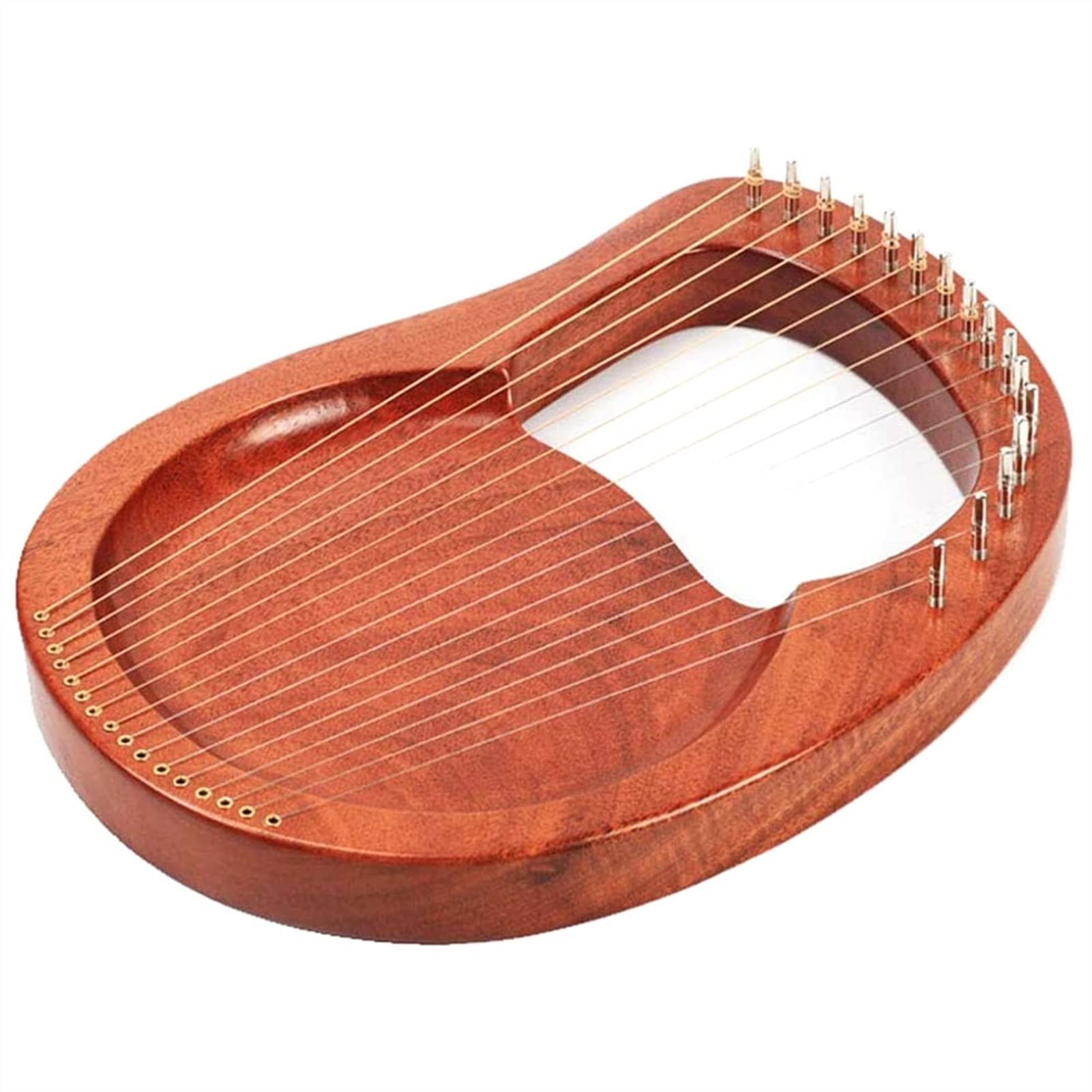 TSTS Lyre Instrument Mahagoni 16 Saite Holz Lyre Harfe Metallsaiten Massivholz String Instrument Mit Tuningschlüssel