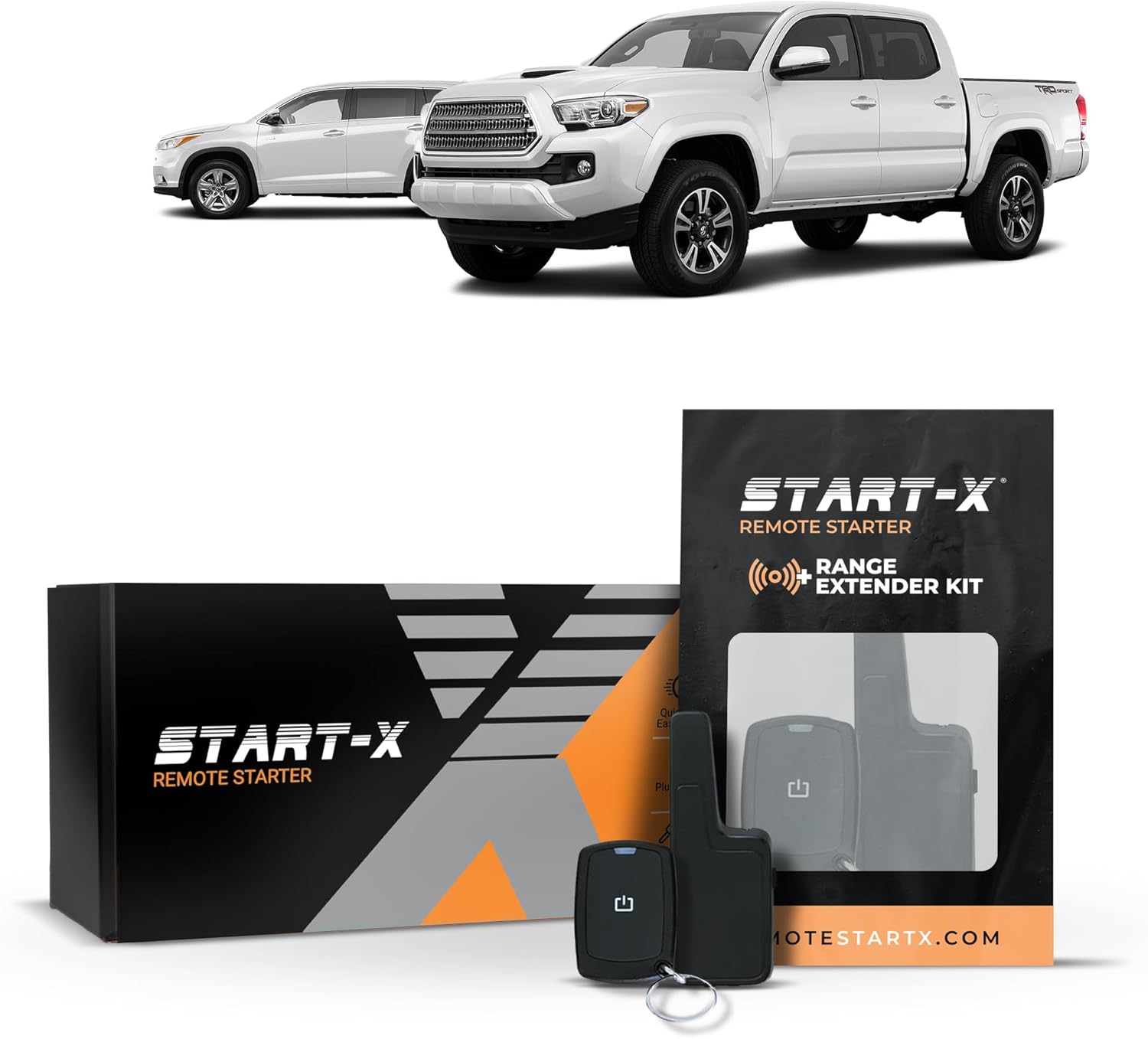 Start-X Remote Starter Kit + 2000ft 1 Way Range Extender for Toyota Tacoma (2016-2023) & Highlander (2014-2019) Vehicles with H-Key Ignition