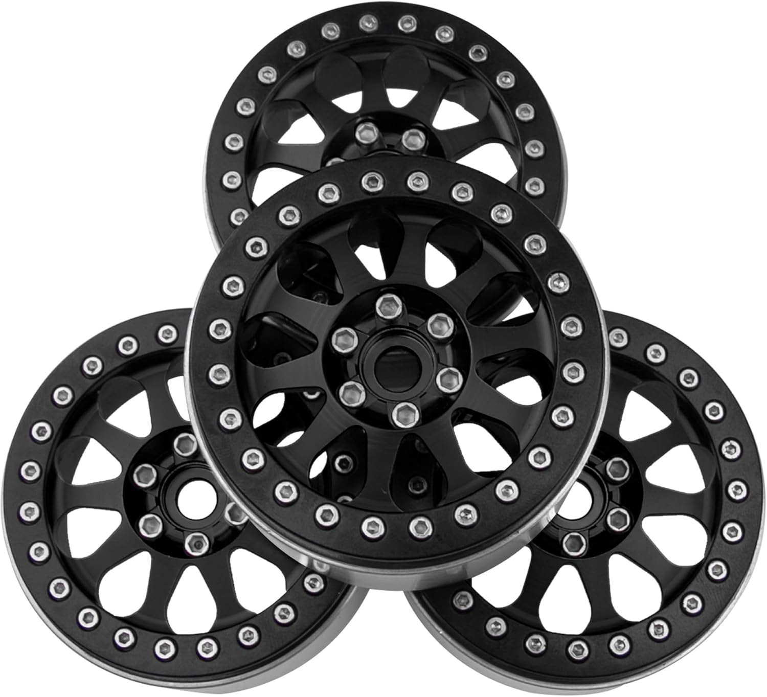 ShareGoo 4PCS Metal 2.2" RC Crawler Beadlock Wheels 35mm Compatible with 1/10 Traxxas TRX4 Axial SCX10 Wraith 90048 90018 RR10 RC Crawler Car (Black)