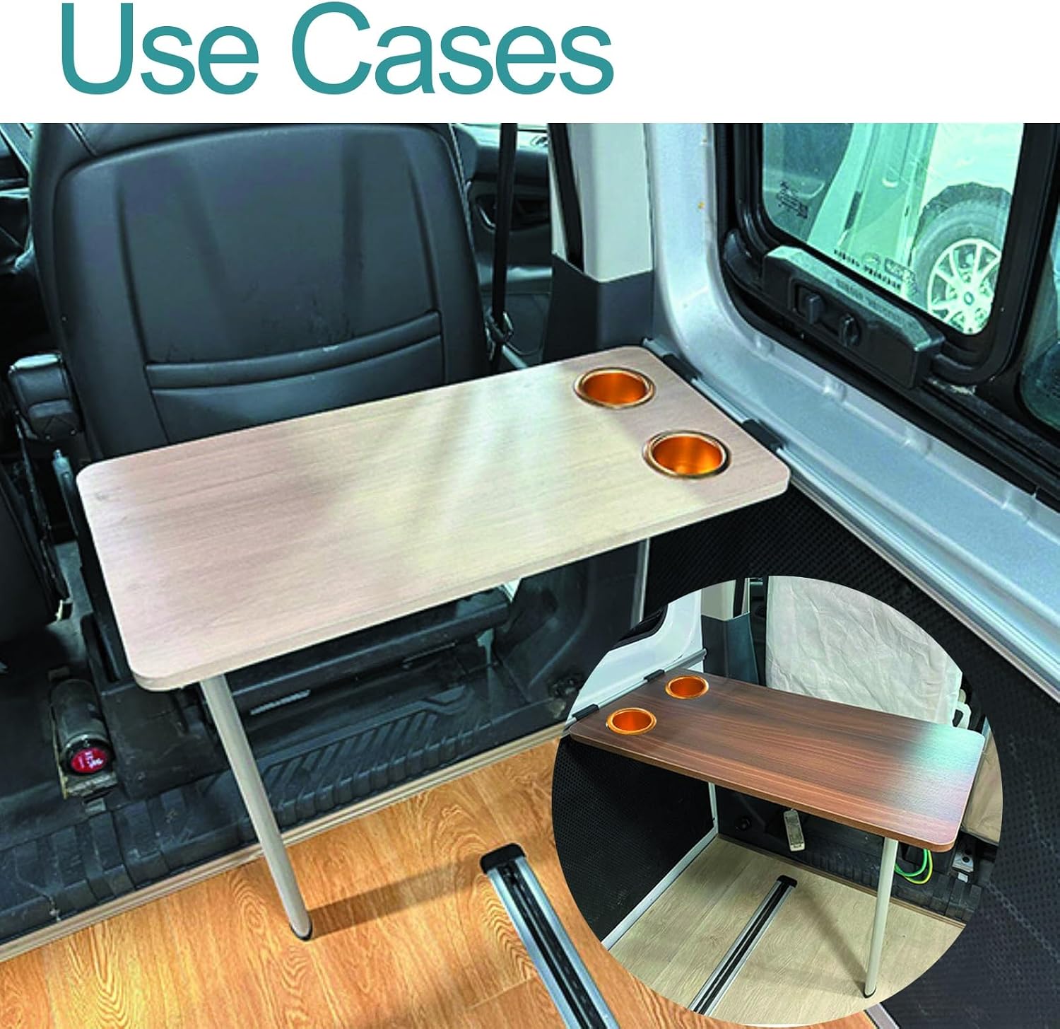 Folding RV Table with 2 Cup Slots, RV Dinette Table for RV Conversion Vehicles, Caravan Marine Pontoon Yacht(Brown,70x35cm/28x14in)