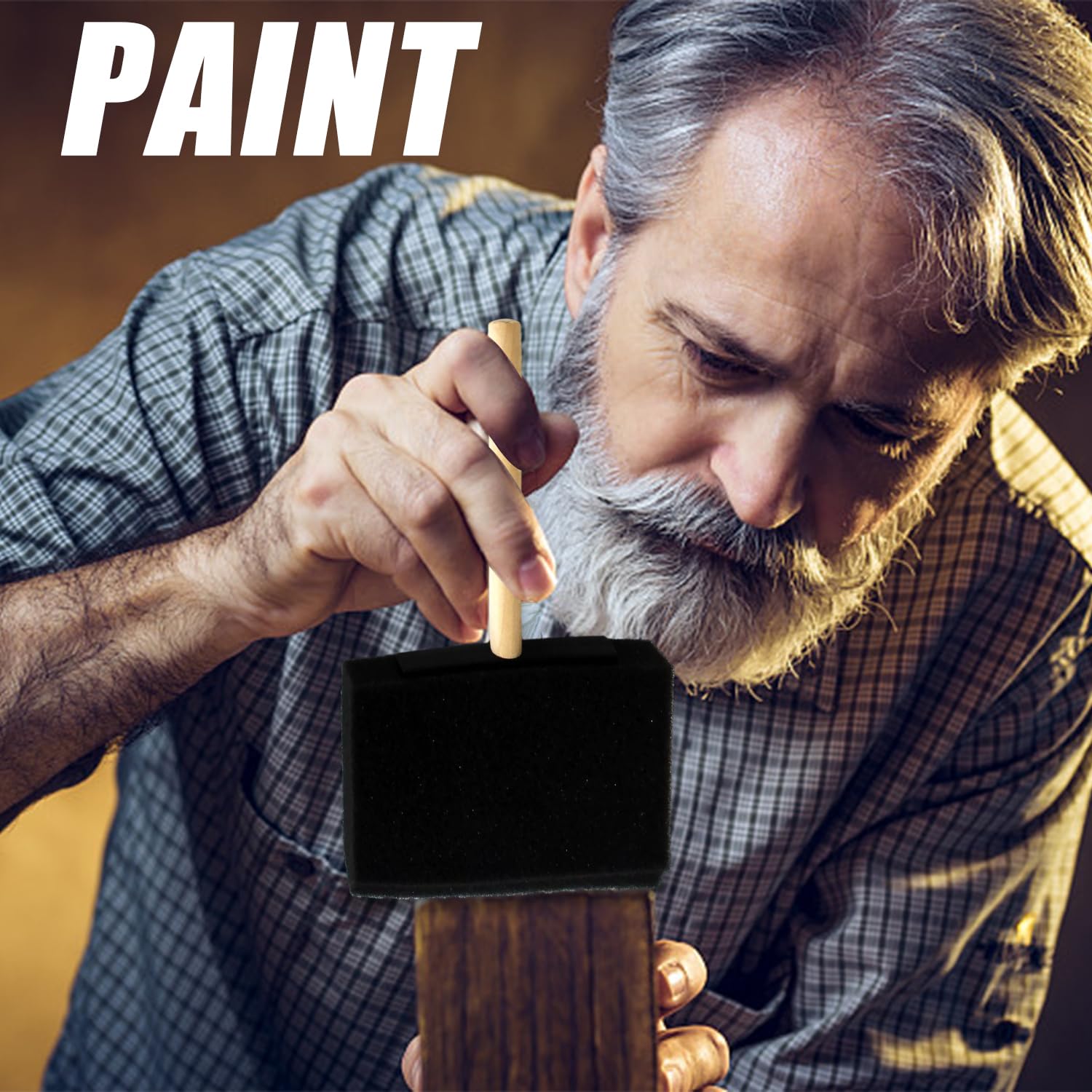 Set 8 Pennelli In Schiuma Per Pittura - 4 Misure Con Manico In Legno, Per Fai-da-te E Decorazioni - Foto 2