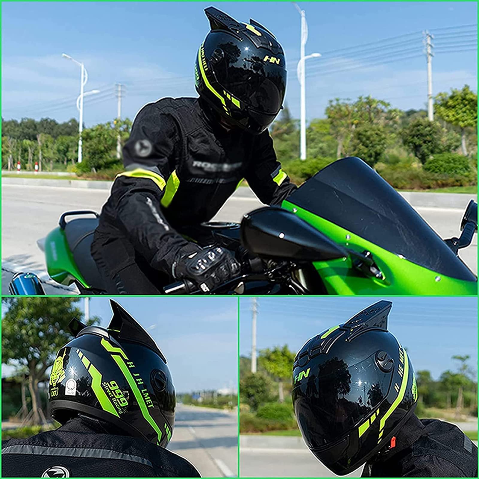 Casco de Motocicleta Personalizado para Adultos, Casco de Casco de Moto de Cara Completa Apropiadas con Casco de Motocicleta Todoterreno Aprobado para Todas Las Estaciones (54-64 cm)