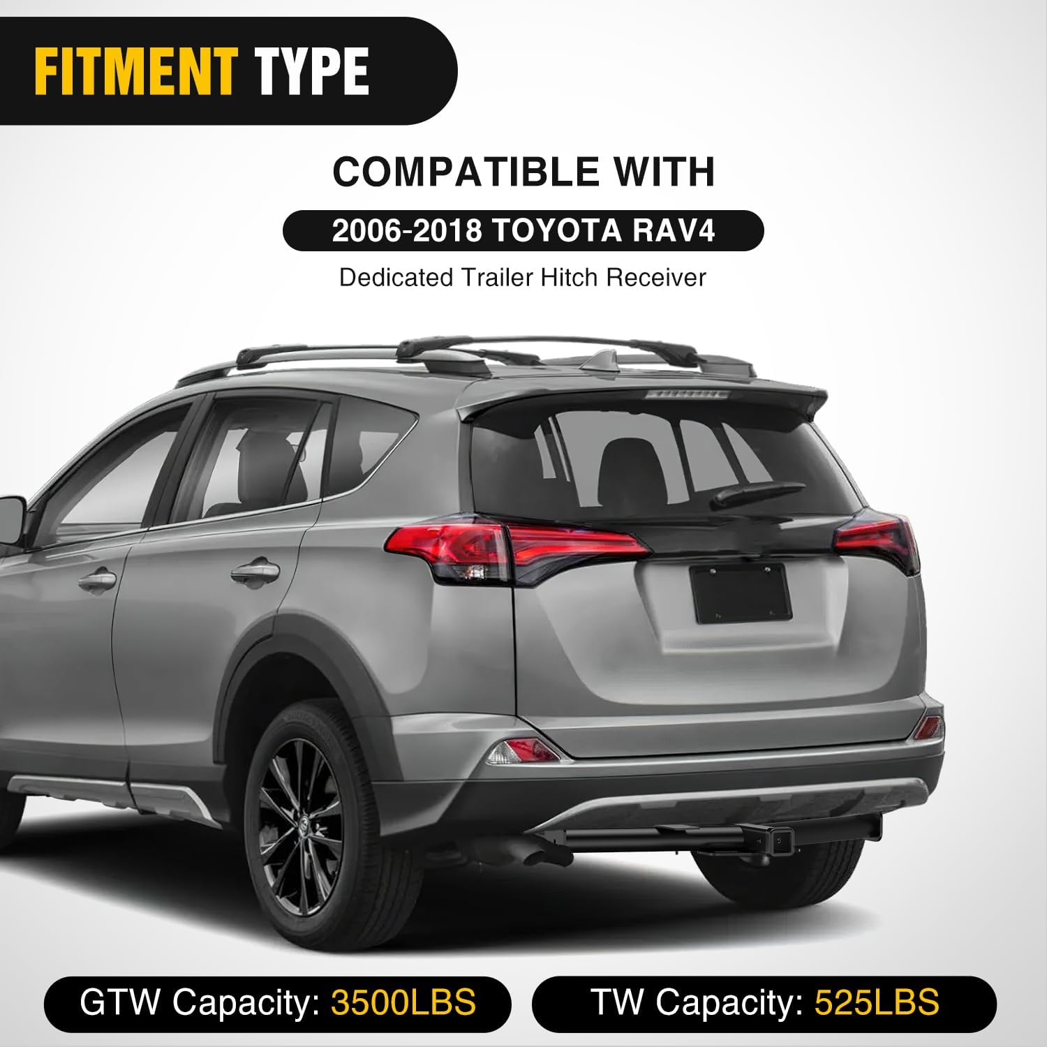 Nilight Class 3 Trailer Hitch 2 Inch Receiver Tow Hitch Compatible with 2006-2018 Toyota RAV4 Black Powder Coated