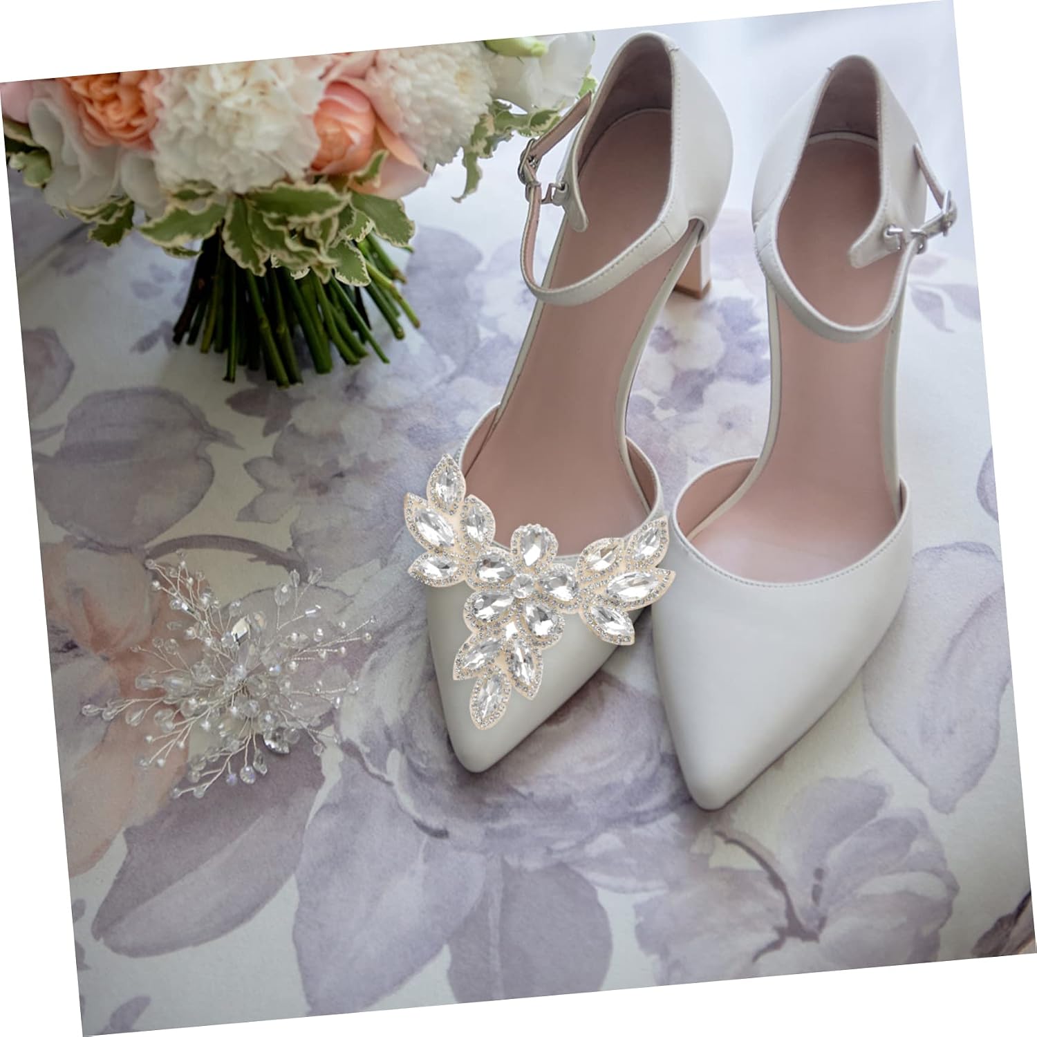 Rhinestone Applique Patch for Clothing and Shoes White Marquise DIY Decorative Embellishment for Wedding Dress Belts High Heels and Repair Accessories