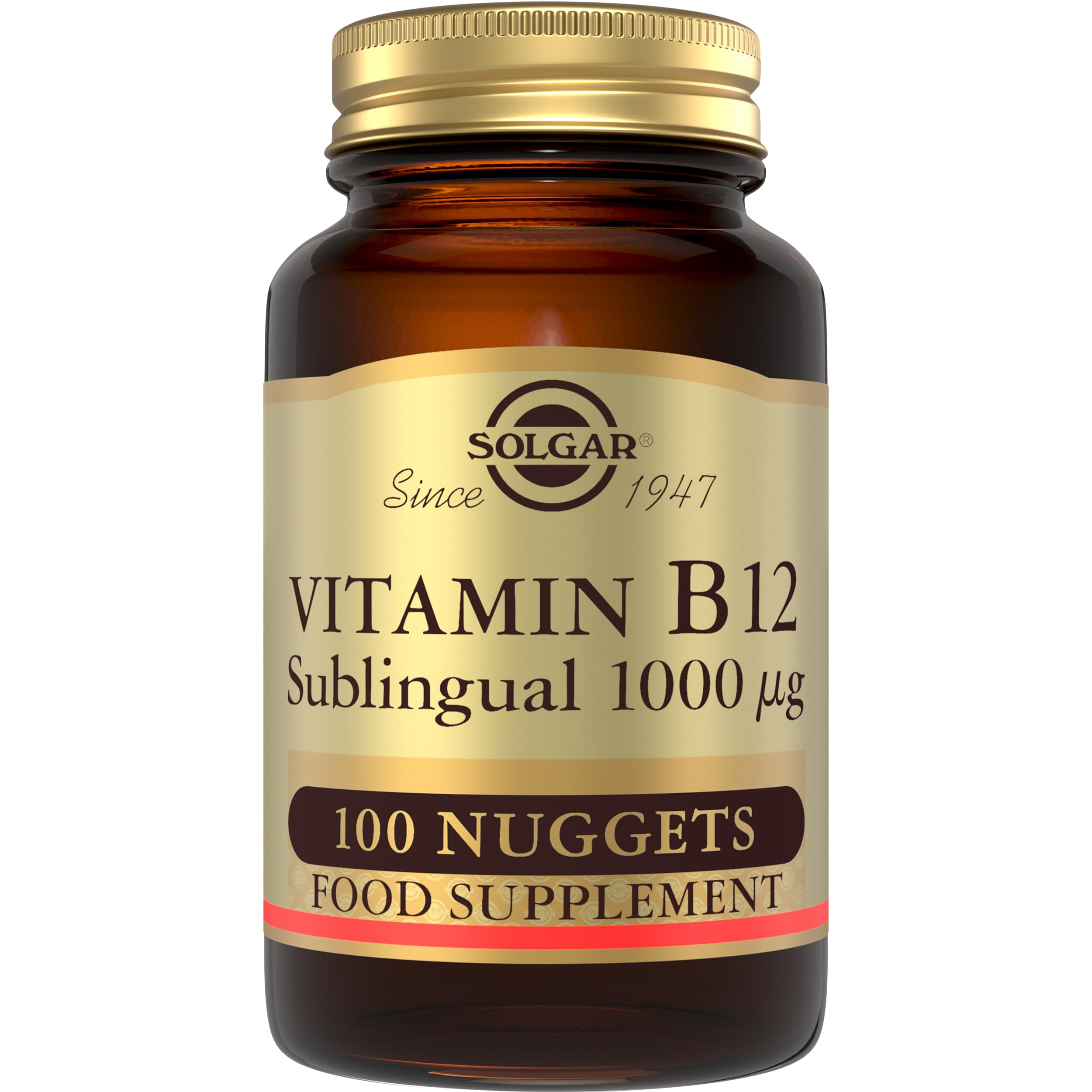 Solgar Vitamin B12 Sublingual Chewable Nuggets - Food Supplement, Pack of 100 - Supports Energy Metabolism - Vegan