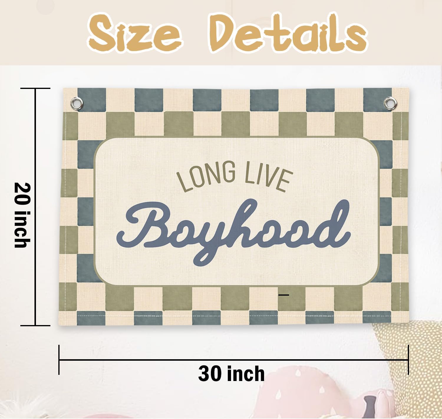 RTXLEZM Boy Room Decor, Long Live Boyhood Nursery Canvas Banner