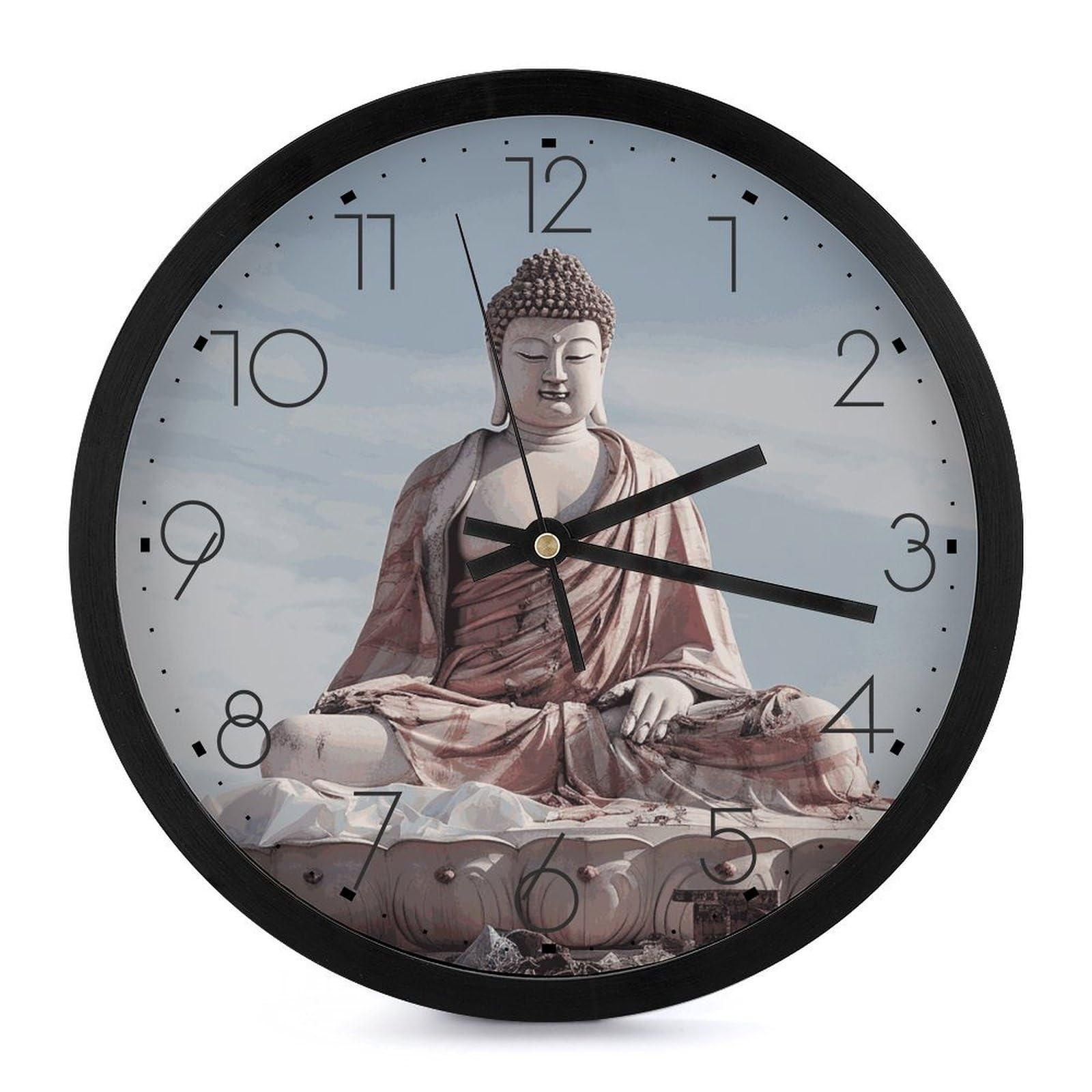 Horloge murale silencieuse Bouddha 25 cm sans tic-tac blanche