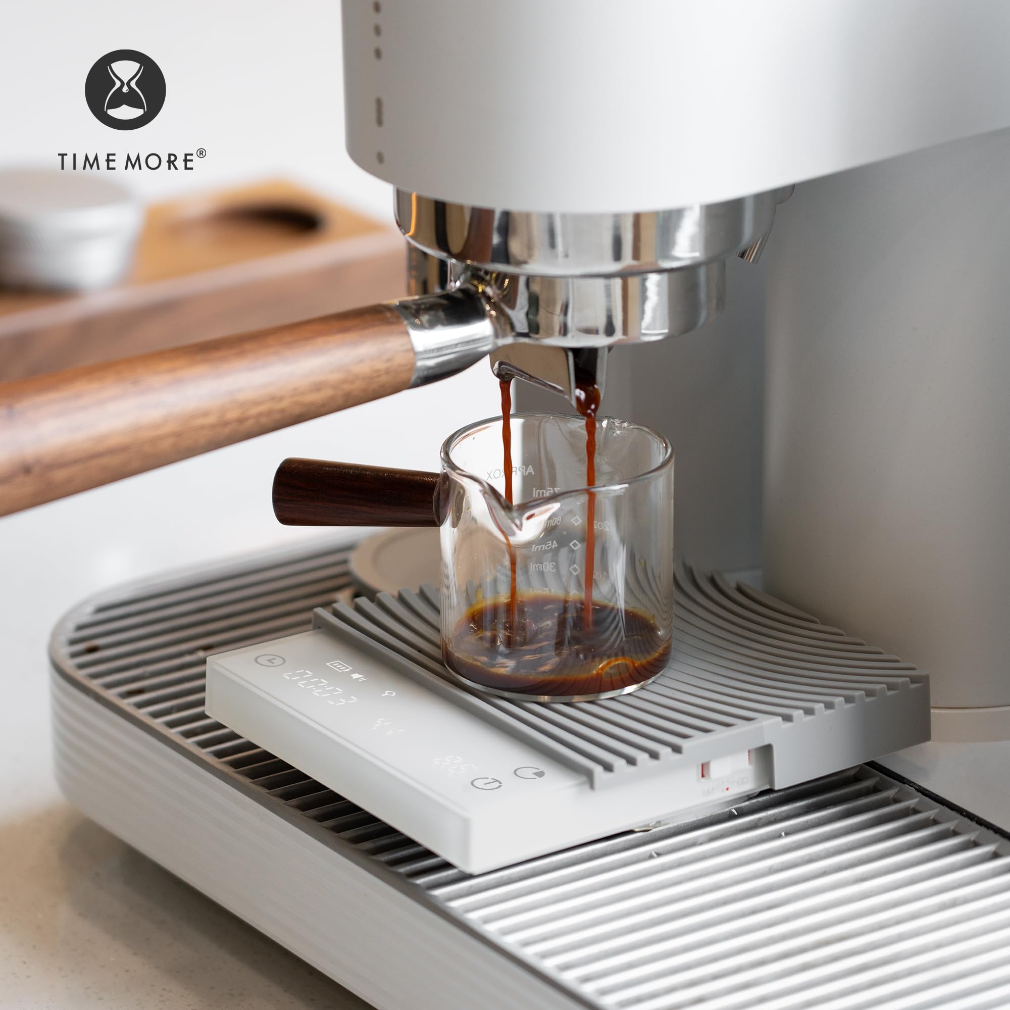 TIMEMORE Black Mirror Basic 3 Báscula de Café para Pour-Over y Espresso, 0,1g Alta Precisión con Temporizador, 3 Modos, oz/kg, 1600mAh USB-C, Blanco