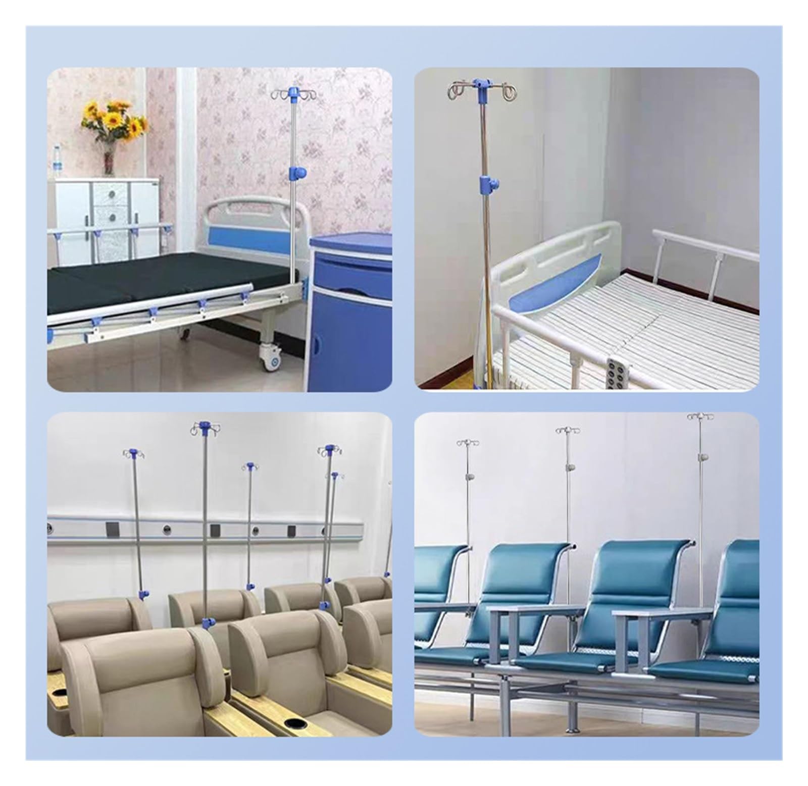 Toma de cama telescópica portasueros médico portátil portabotellas | Montaje fácil de poste de soporte intravenoso, for atención médica domiciliaria