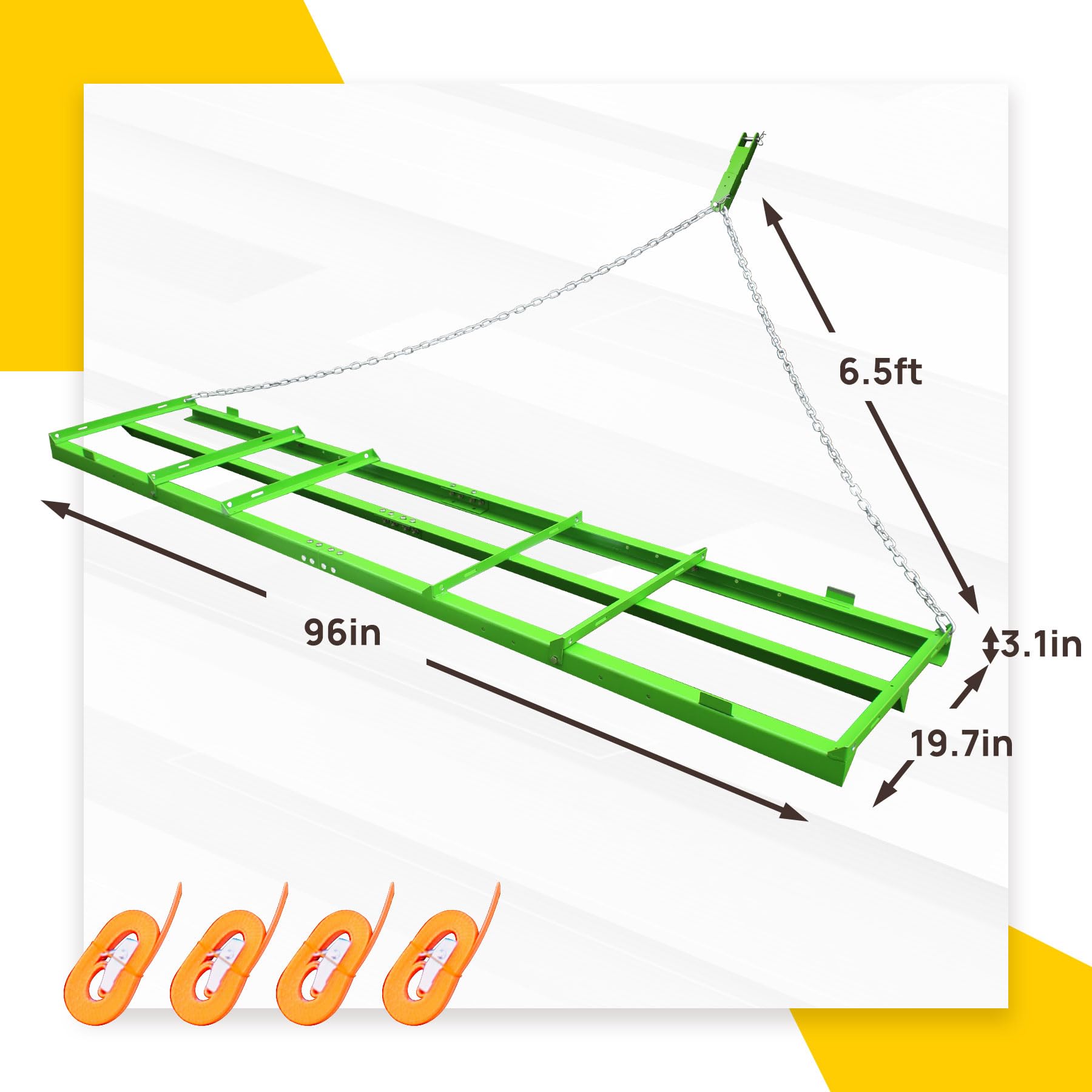 Driveway Grader 8 FT Drag Harrow , Heavy Duty Power Rake W Pull Behind Rake