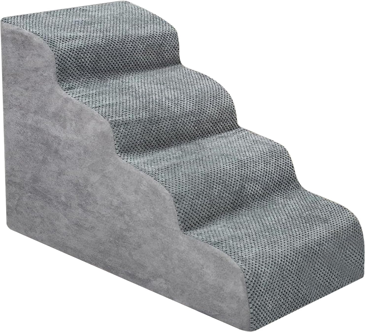 Matybobe Dog Stairs Non-Slip Pet Ramp 4 Tiers Training Stairs Removable Washable Grey Polyester Sponge