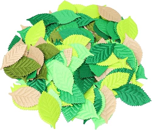 Honbay 150 hojas artificiales de tela, hojas de plantas falsas de colores mixtos, para álbumes de recortes, bordados, proyectos de manualidades o