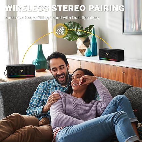 Miniatura 6 de Altavoz Bluetooth, altavoces retro Bluetooth inalámbricos, altavoz Bluetooth portátil fuerte con graves profundos, IP67 impermeable, luces LED,