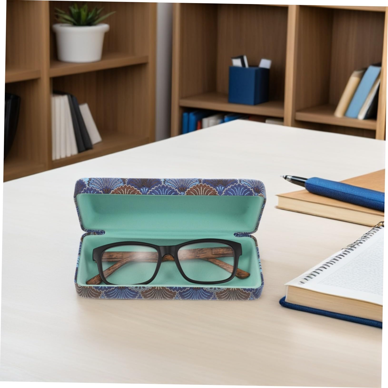 Hohopeti 4pezzi Scatola Rigida per Occhiali da Sole Custodia Organizer Portatile per Occhiali Scatola in Metallo Design Quadri per Viaggi e Uso Quotidiano per Donne e Uomini