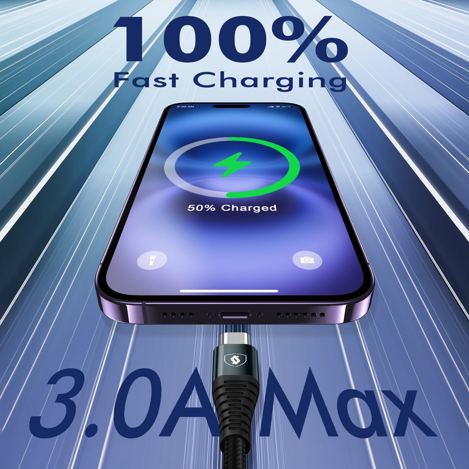 JUKEKUL Cavo USB C a spirale, 0,9 m, confezione da 2 cavi da USB A a USB C, ricarica rapida, cavo di ricarica intrecciato di tipo C, compatibile con iPhone 15 Pro Max Plus Note 20 iPad Pro Air Mini