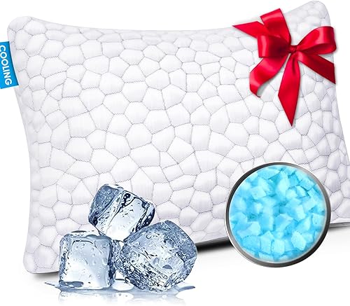 SUPA MODERN Almohadas de cama refrescantes para dormir, almohadas de espuma viscoelástica trituradas, almohada de bambú fresco ajustable para