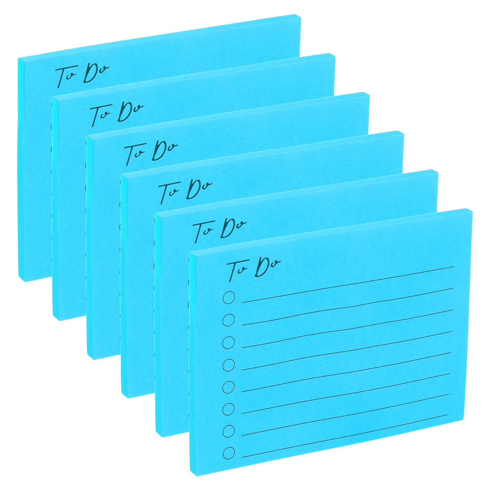 PATIKIL 4x3 to Do Lined Sticky Notes, 6 Pad Daily to Do List Notepads Sticky Notes, Checklist Message Self-Stick Pads for Home Office Reminders Lists Planning, Lake Blue, 50 Sheets/Pad