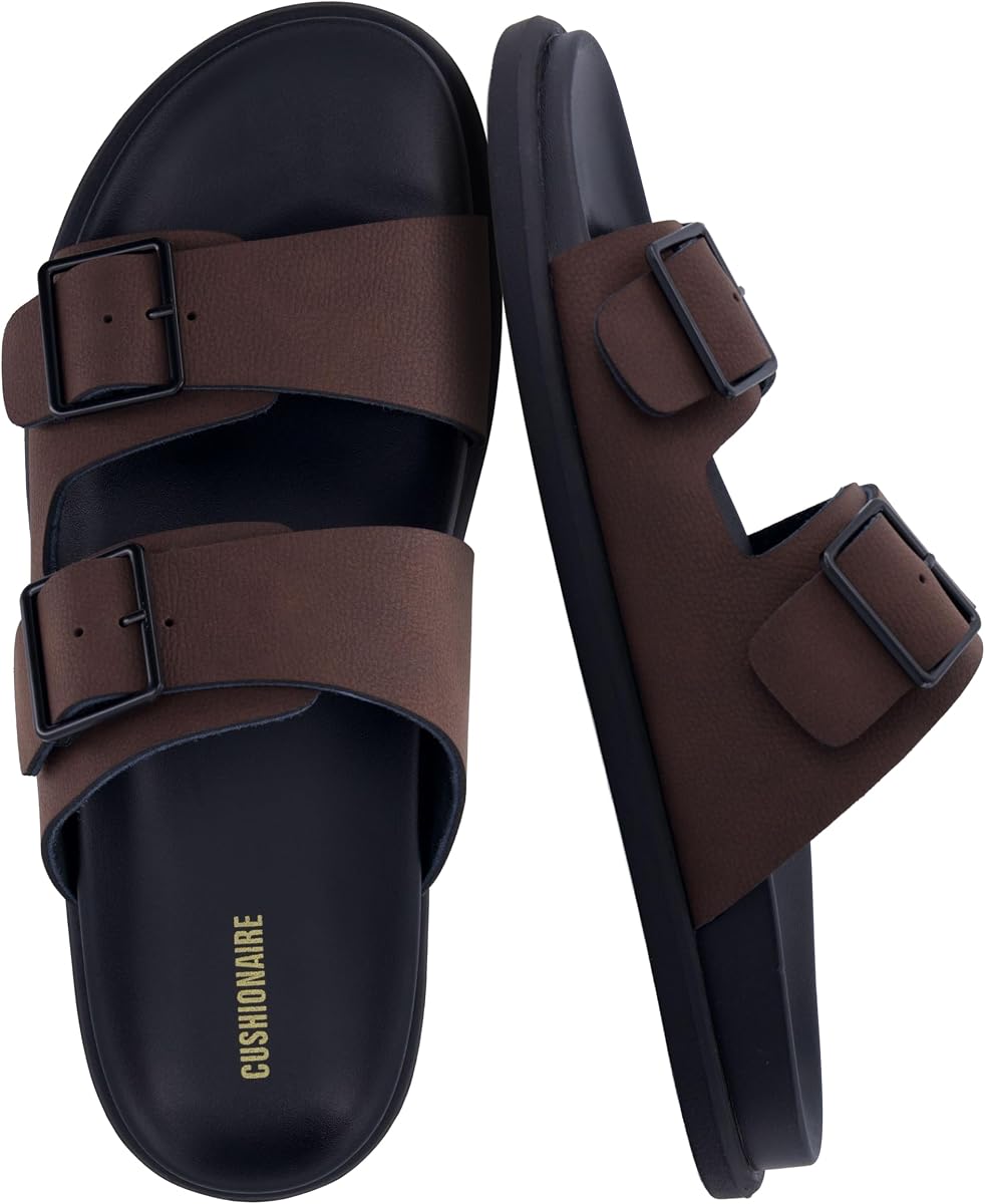 Sandalias Alpha 100% de cuero genuino para hombre, sandalias planas informales con hebillas ajustables