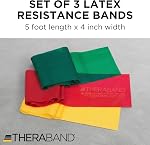 TheraBand Resistance Band Set, Professional Latex Elastic Bands for Upper & Lower Body & Core Exercise,Yellow & Red & Green