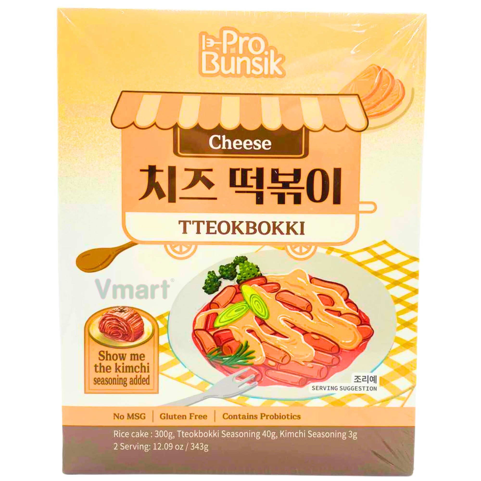 Pro Bunsik Tteokbokki Cheese Flavour 343g Topokki Rice Cakes