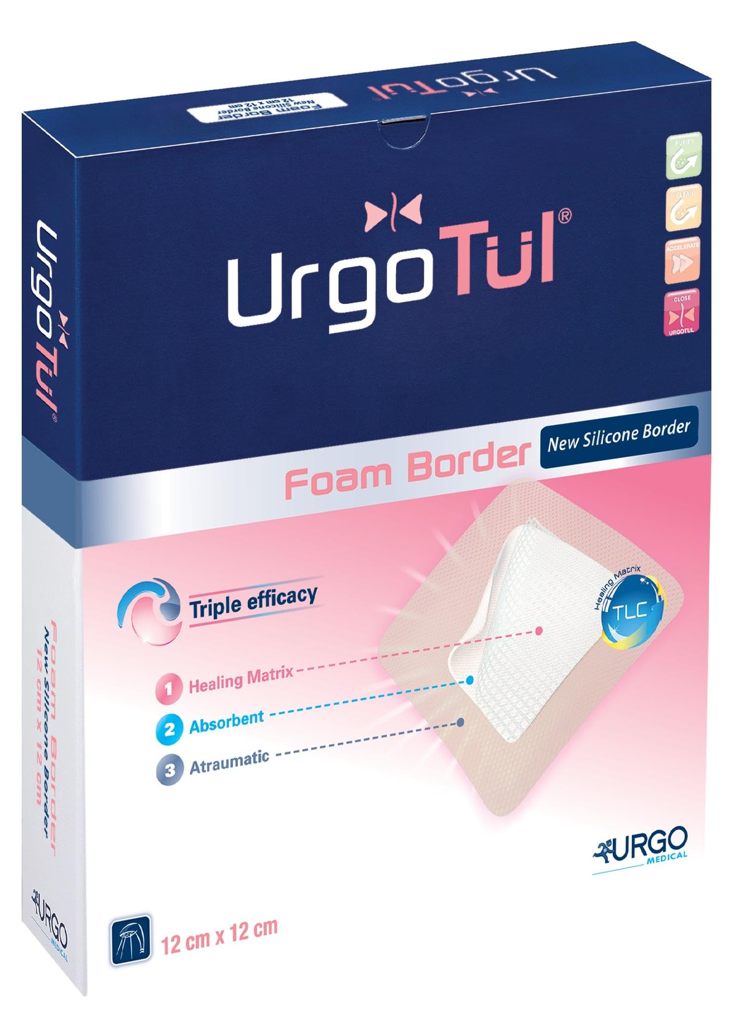 urgo 550779 opatrunki Urgotül Foam Border Sacrum 20 cm x 20 cm (opakowanie 5 szt.)