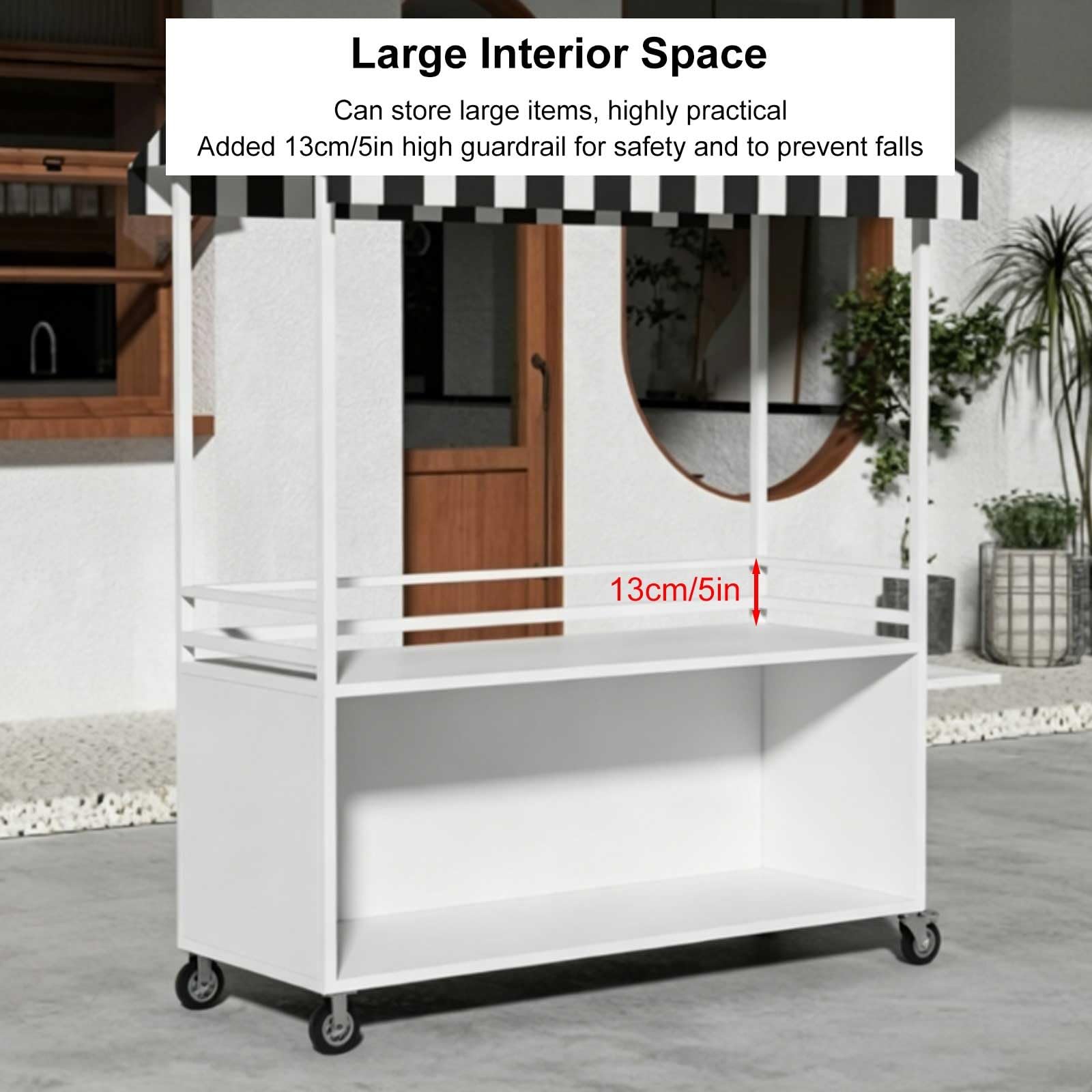 Mobiler Verkaufsstand mit Rädern, Mobiler Verkaufswagen Imbisswagen mit Überdachung und Griff für Märkte, Straßen und Veranstaltungen(Orange,170cm/67in)