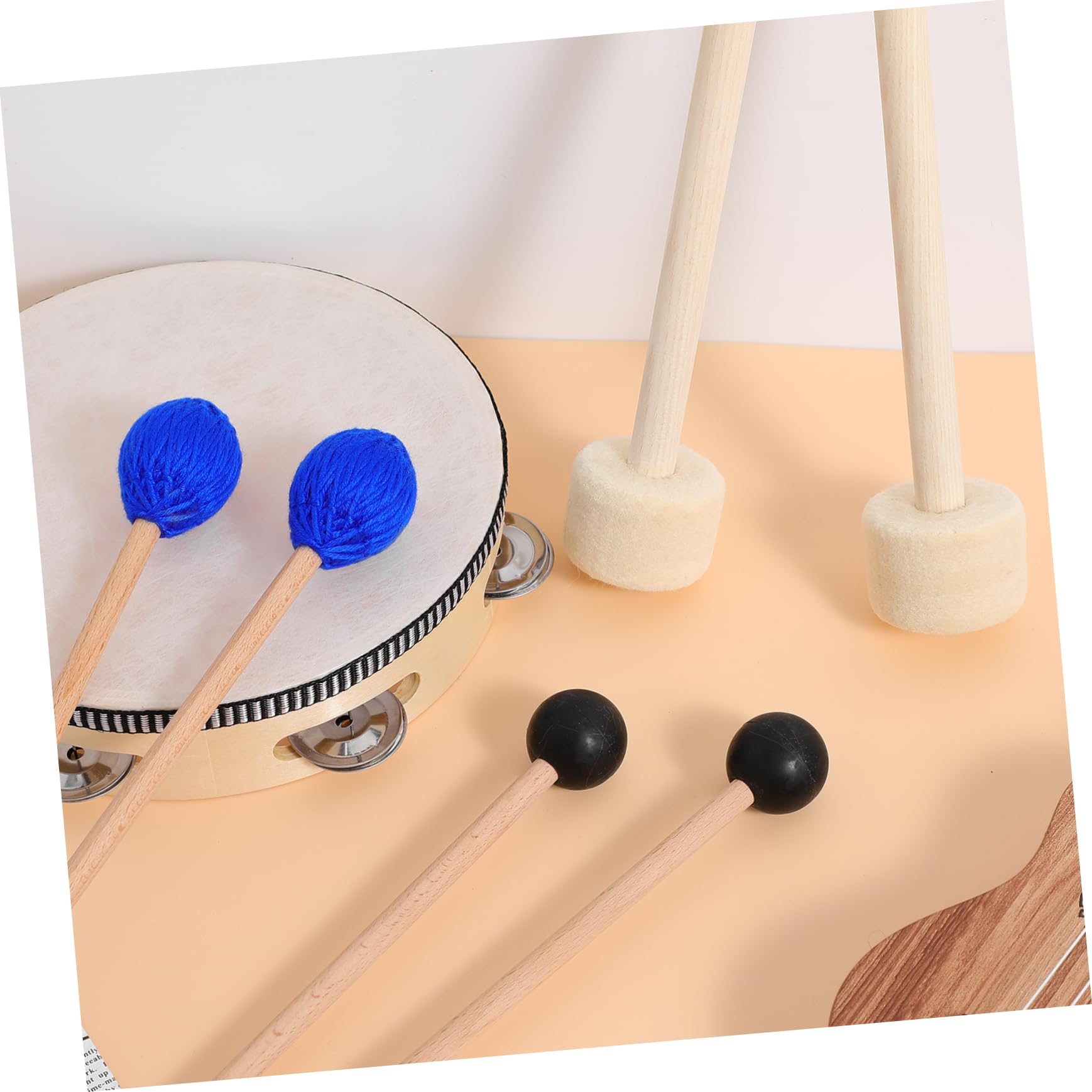Abaodam 6 piezas Baquetas de Percusión para Tímpano y Xilófono Baquetas de Madera con Cabeza de Fieltro para Práctica y Presentaciones Musicales
