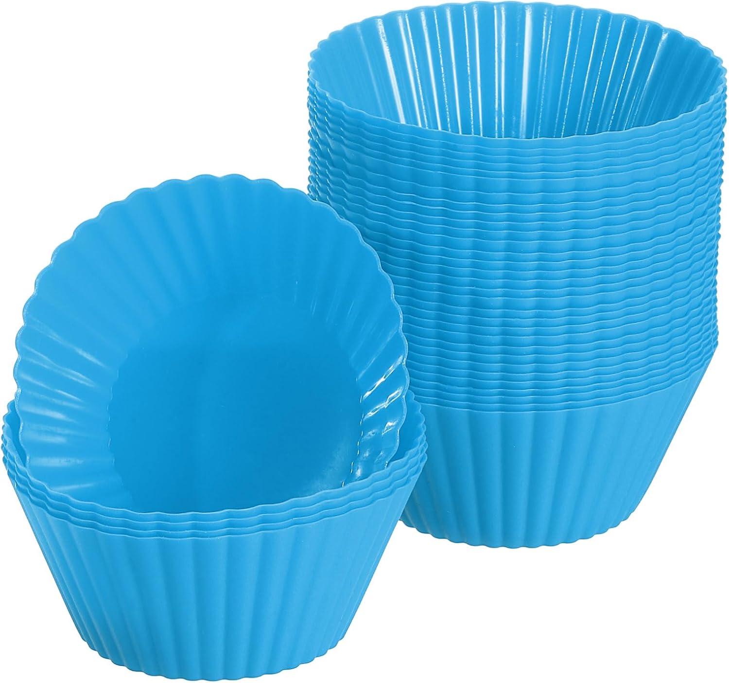 uxcell 36Pcs Silicone Cupcake Liners, Non-Stick Baking Cups, for Cooking Eggs, Baking Muffins and Make a Cake(Blue) Blue 36