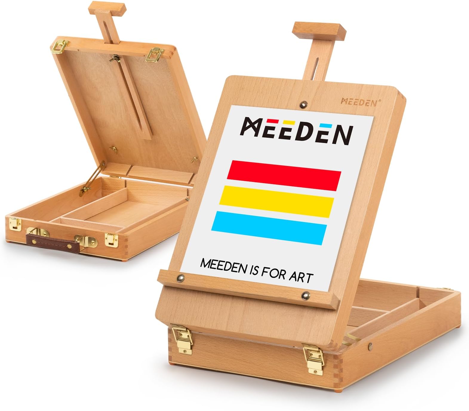 MEEDEN Tabletop Art Sketchbox Easel : Solid Beechwood Table Easels for Painting Canvas, Adjustable Desktop Easel - Art Supply Storage Box for Adults & Artist