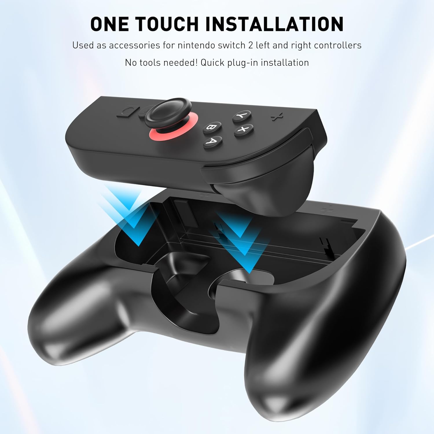 PAWDIARY Switch 2 Sport Accessories Kit with 2PCS Switch 2 Steering Wheels + 2PCS Switch 2025 Controller Grip, Family Switch 2 Game with 8 Thumb Caps (4 Sets Black) - Image 2