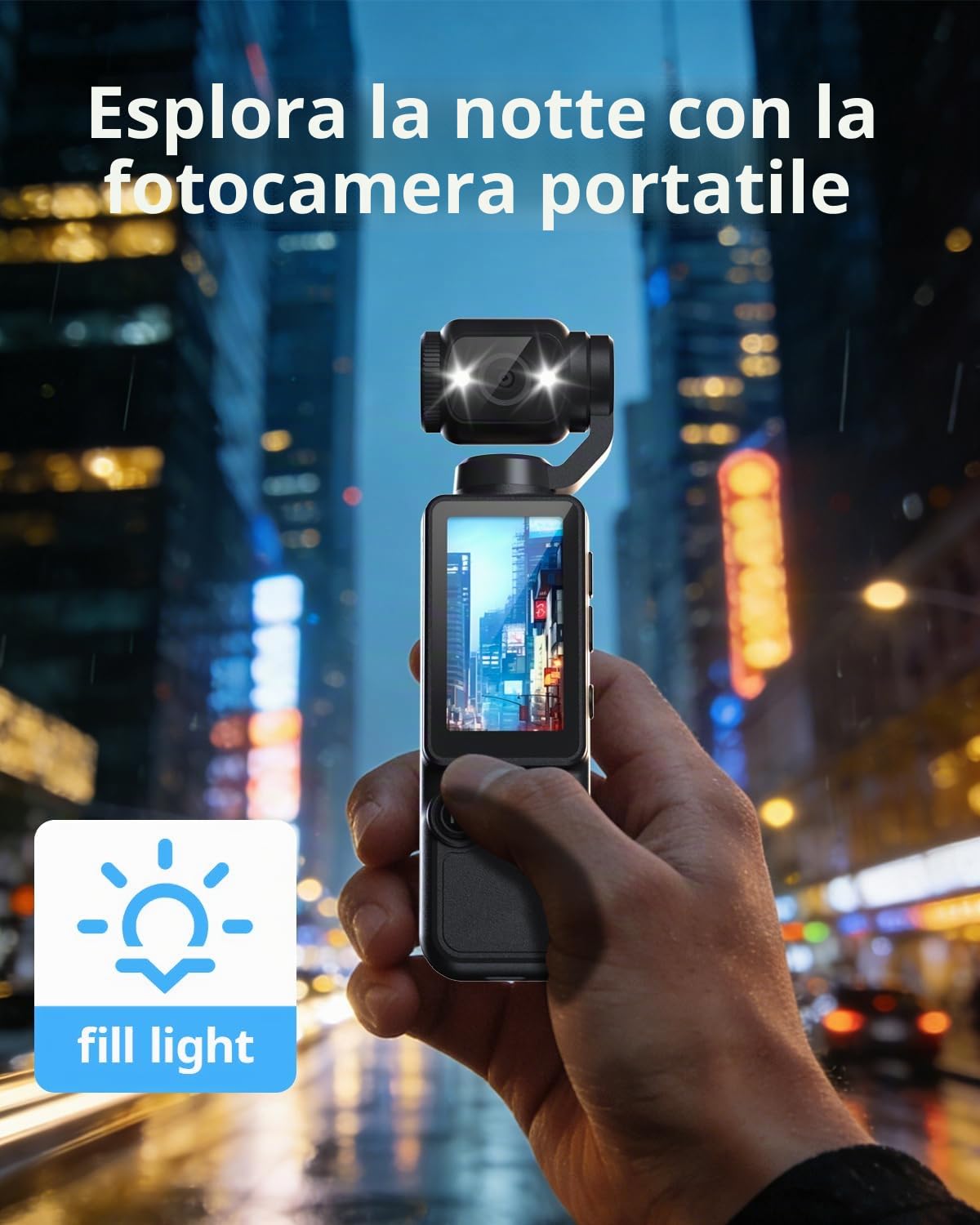 W & O Videocamera Vlogging con obiettivo rotante a 180°, fotocamera tascabile con registrazione audio e video, batteria da 7 ore, telecamere POV portatili con scheda da 32 GB, facile registrazione con