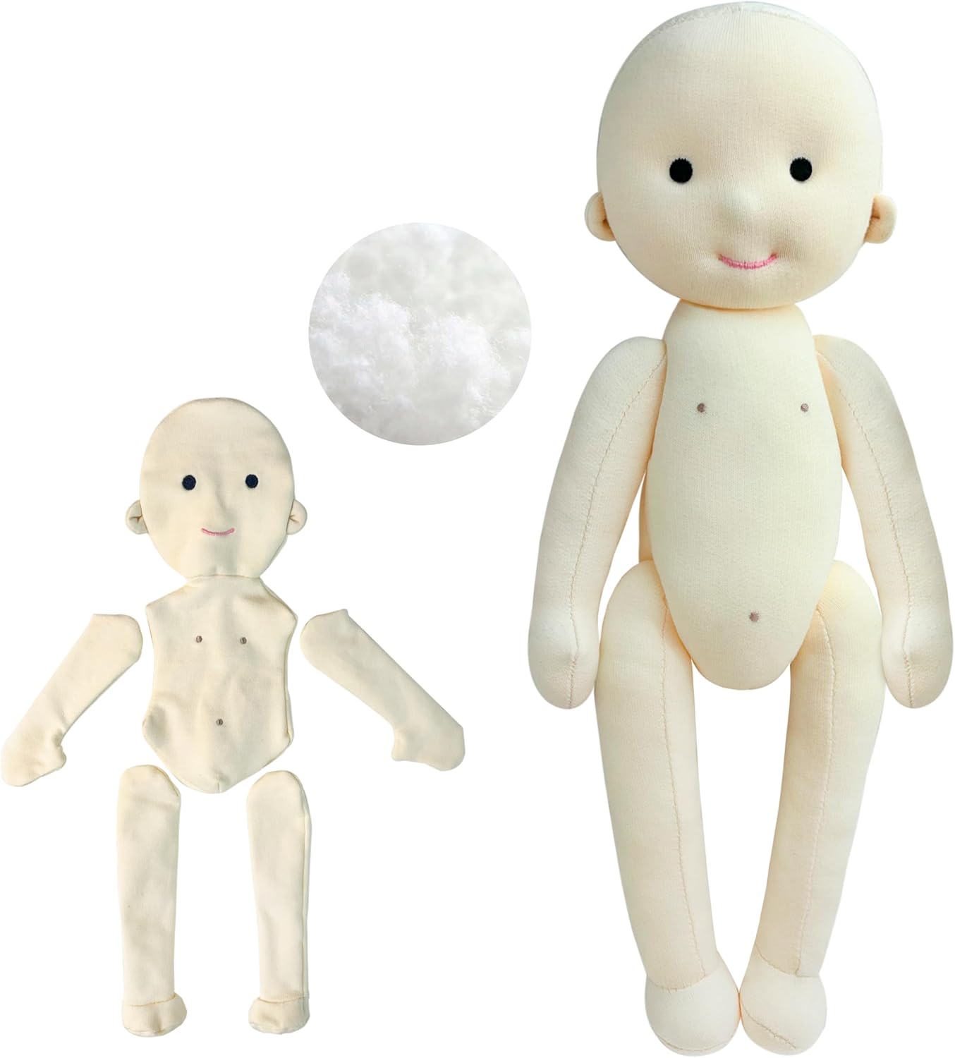 BlissfulPixie Handmade Cloth Doll Kit with 50g Filling - DIY Doll Making for Crafters, Kids & Gifts, Video Tutorial Included