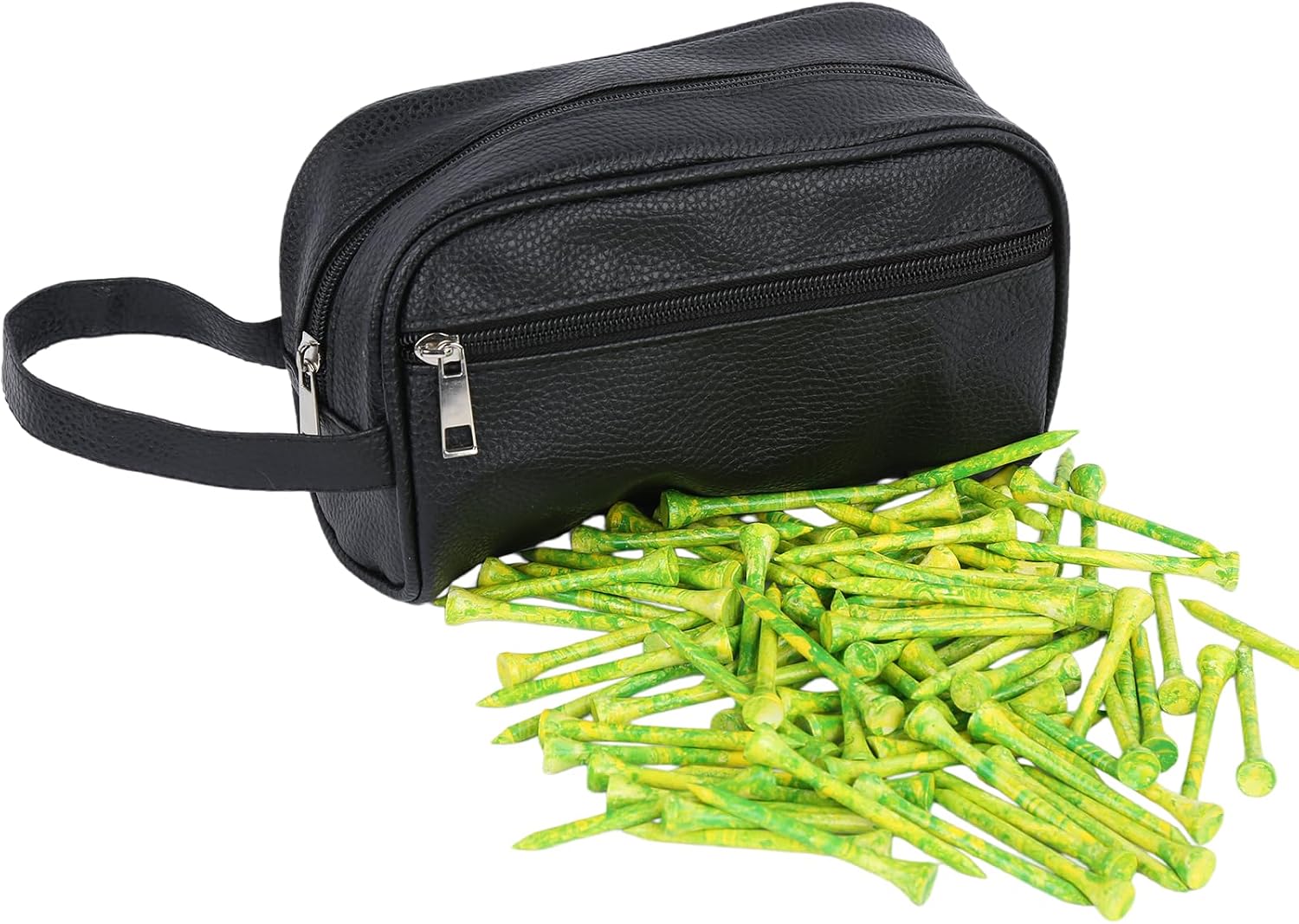 100PCS Colorful Bamboo Golf Tees with Black Tee Bag, Durable Wooden Golf Tees, 3-1/4" or 2-3/4"