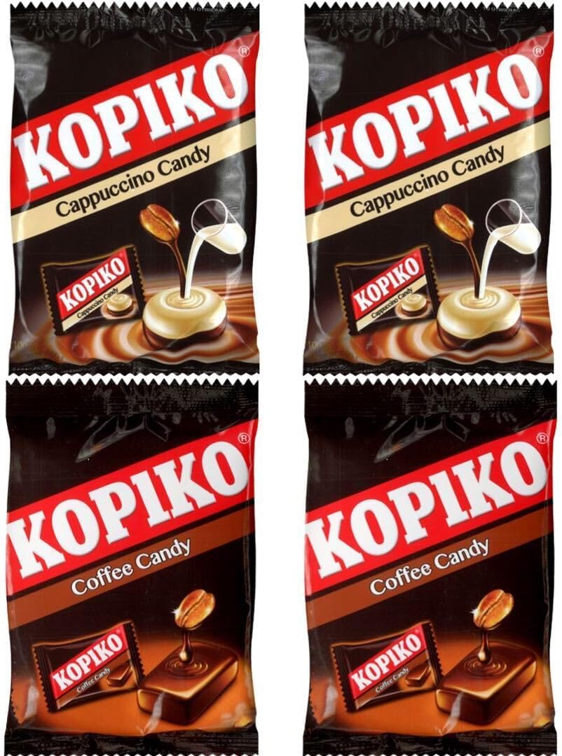 Kopiko Coffee Hard Candy Snacks 100g Kopiko Coffee Candy x 2 & Kopiko Cappuccino Candy x 2
