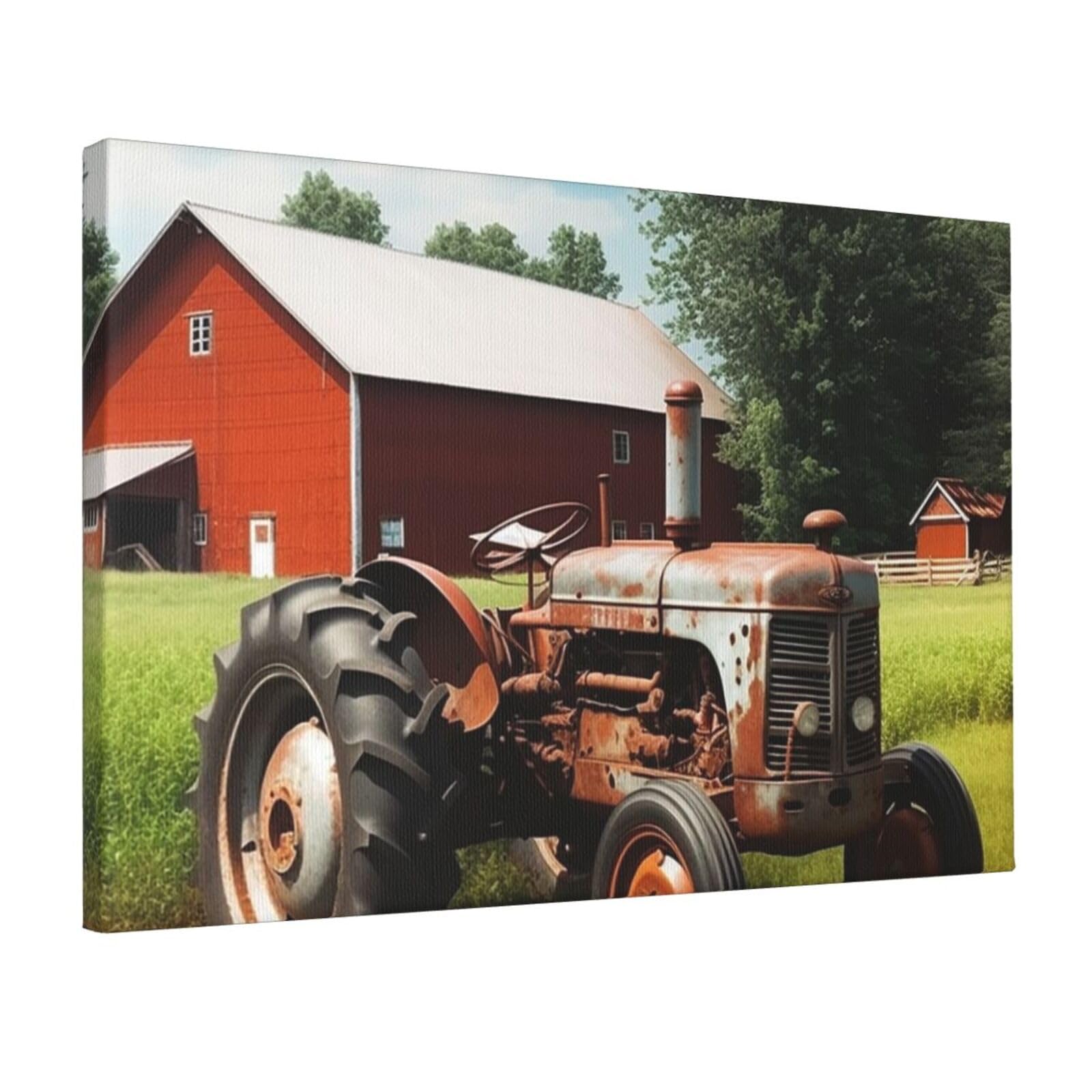 KLOPH Company Farm Tractor Canvas Wall Art for Living Room 12"x18" Modern Artwork Painting for Bathroom Hanging Canvas Prints Aesthetic Wallart for Bedroom Kitchen Office Wall Decor