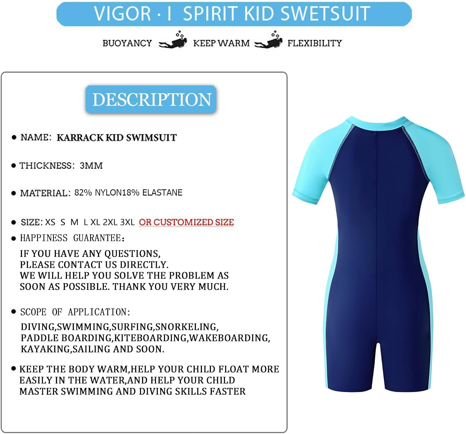 karrack Girls and Boys One Piece Rash Guard Swimsuit Kid Water Sport Short Swimsuit UPF 50+ Sun Protection Bathing Suits - Image 2
