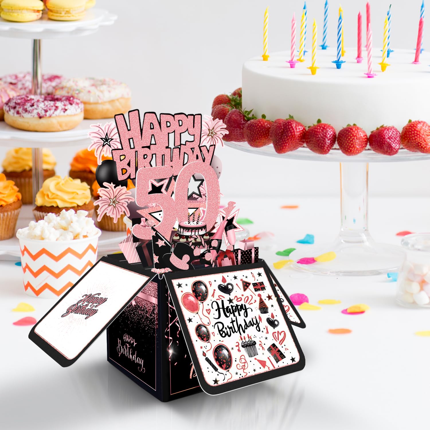 Carte D'Anniversaire 50 Ans, Cartes Joyeux Anniversaire Mariage Pour Femme Homme Elle, Rose