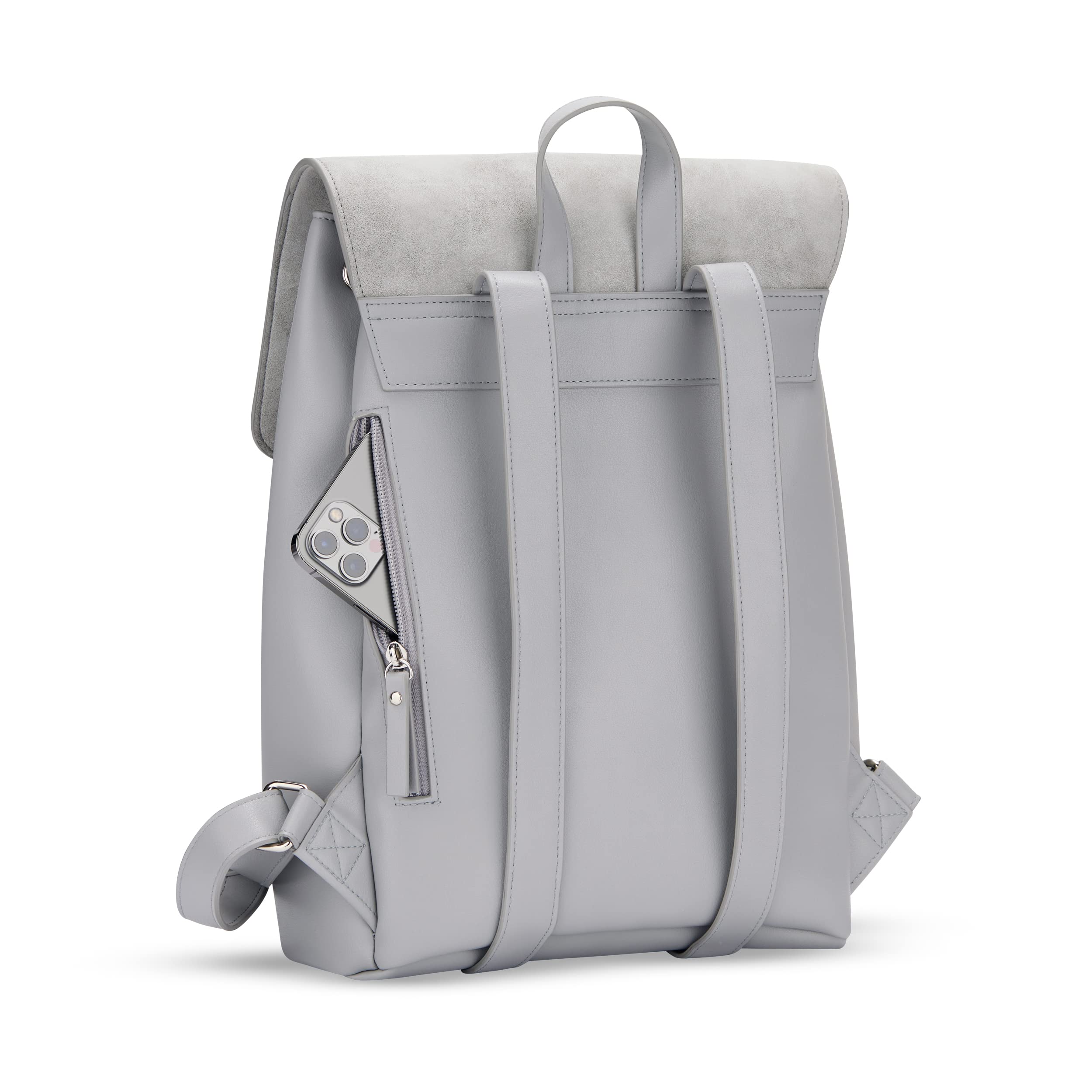 Expatrié Mochila Mujer Gris - Estelle - Mochila Pequeña para Niñas - Casual Moda Mini Bolso de Cuero PU - Mochilas para Mujeres - Repelente al Agua