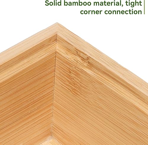 Miniatura 5 de Juego de 2 organizadores de cajones de bambú, apilables de 15 pulgadas, bandejas organizadoras de almacenamiento de madera individuales para cocina,