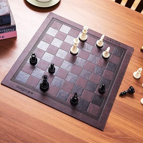 Miniatura 5 de Tablero de ajedrez universal de piel sintética enrollable 2022, tablero de ajedrez, diseño único de tablero en relieve (13.3 x 13.3 pulgadas,