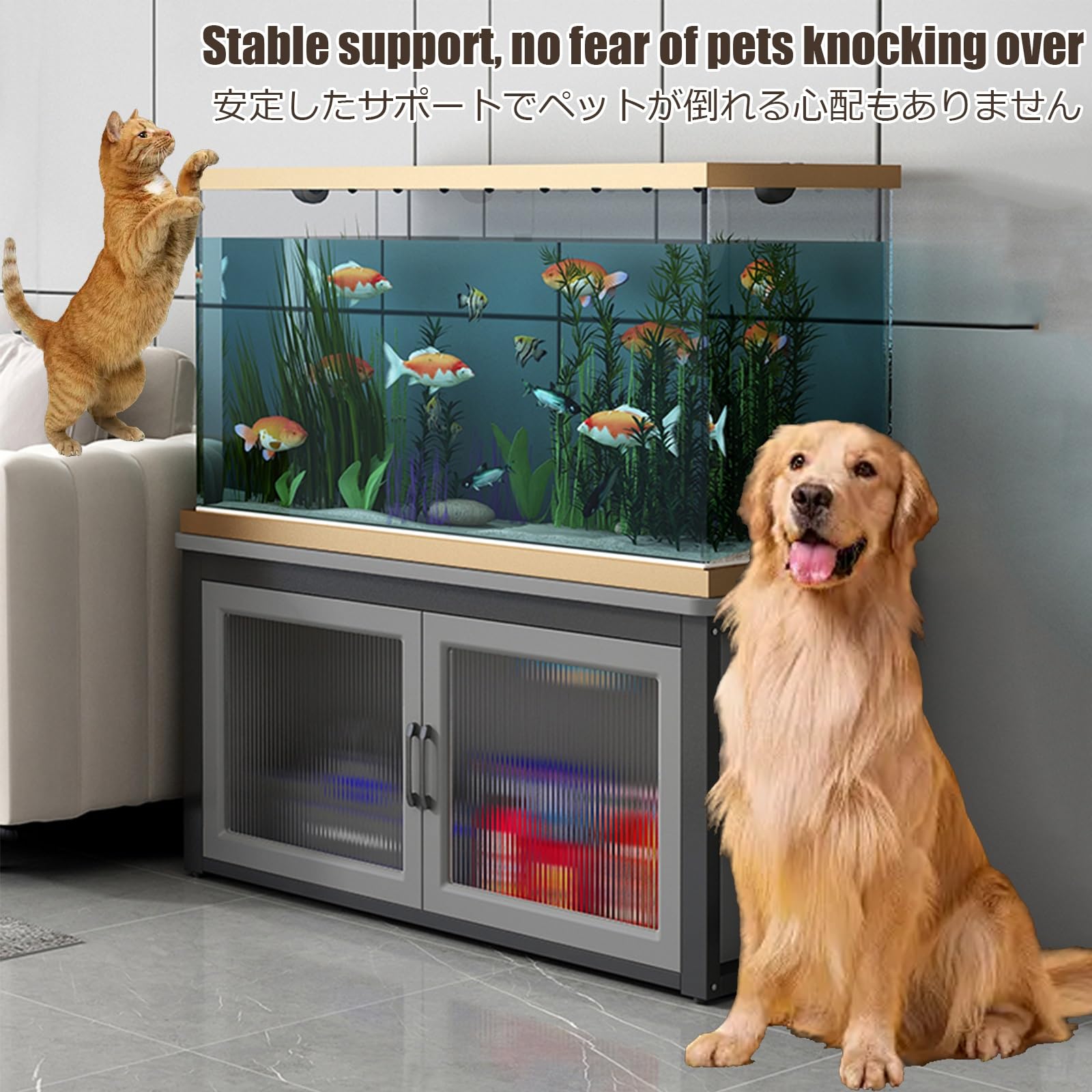 Soporte De Metal Para Pecera Mueble Para Acuario De Madera Blanca Soporte Robusto En Estilo CláSico Y Esencial Para Tener Un Kit Completo De Accesorios(Black gray,60*45cm)