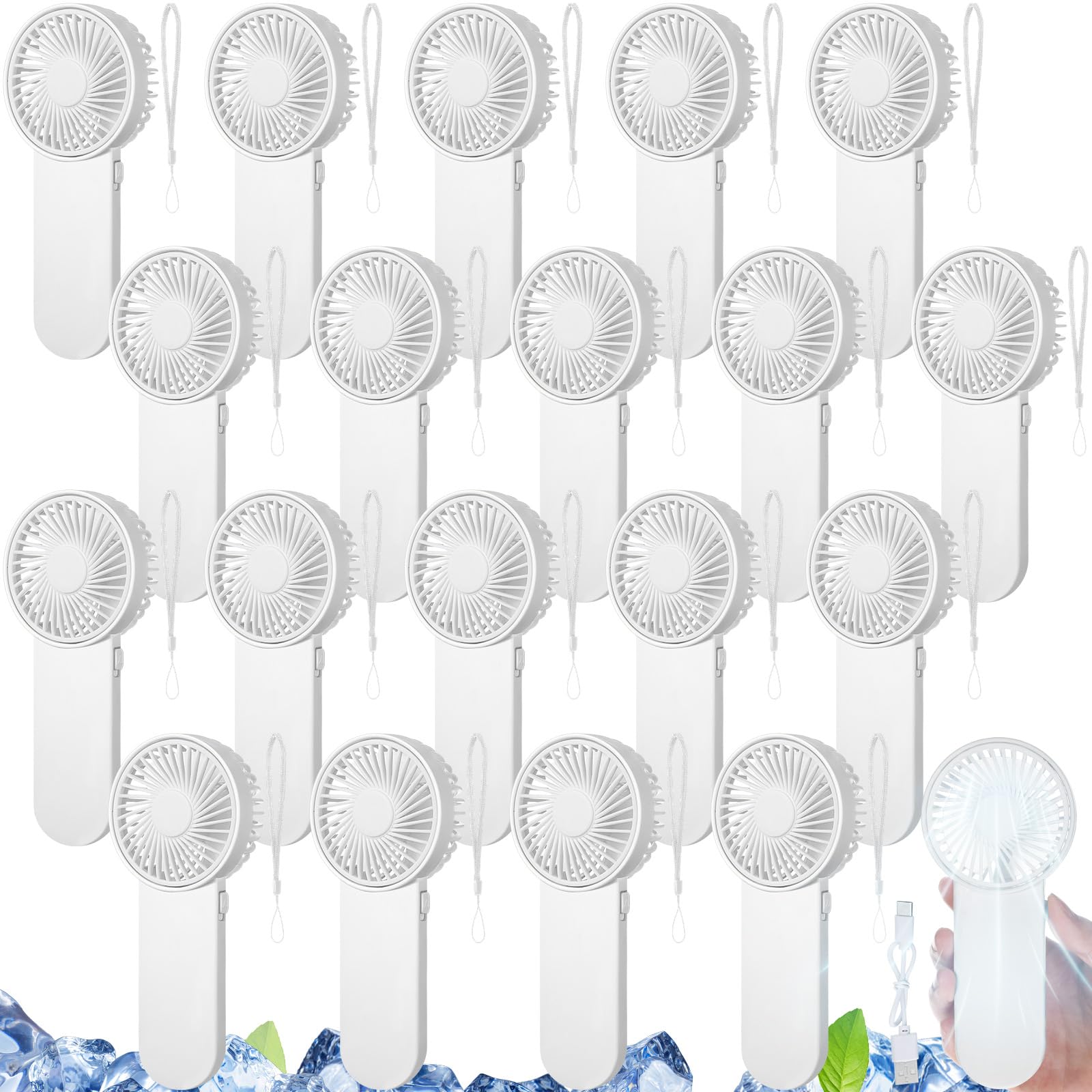 Sumind 20 ventiladores portátiles personales pequeños a granel de 1 velocidad eléctrico lindo alimentado por pilas para maquillaje de pestañas de cuello, mujeres, hombres, viajes, camping, interior y