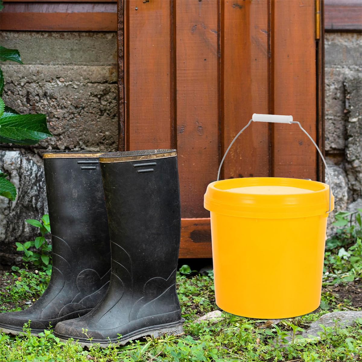 Gatuida Secchio Piccolo con Coperchio Ermetico da 5l, Secchio Vuoto in Plastica Resistente con Manico Portatile, per Cucina, Pulizia Domestica e Conservazione Alimenti, Anti-perdite