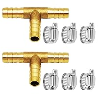 Vista 11 de Da by 2 accesorios de púas en T de latón de 1/2" (12.5 mm) para manguera de identificación de 0.492 in, 6 abrazaderas de tubo de acero inoxidable