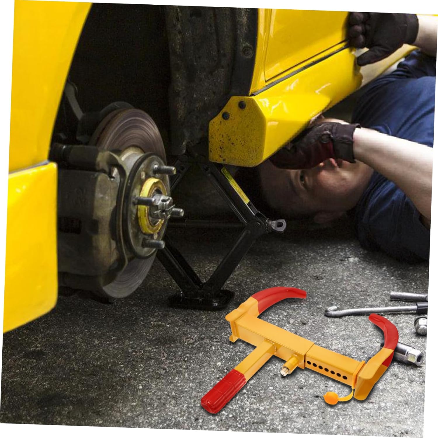 Heavy Duty Wheel Clamp Lock with Design Theft Security for Cars Trailers Motorcycles and Atvs Portable Vehicle Theft Prevention Clamp