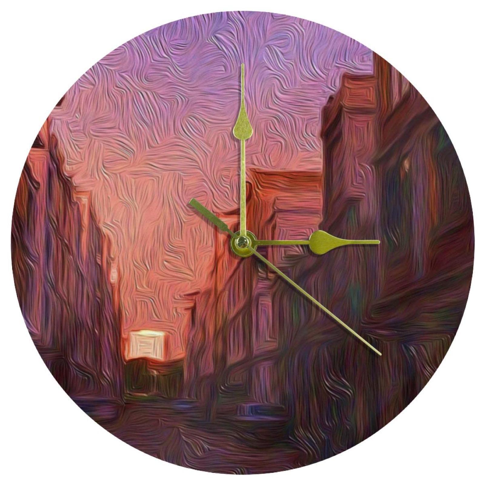Horloge murale pour la maison Evening Street en acrylique ronde de 24 cm chambre